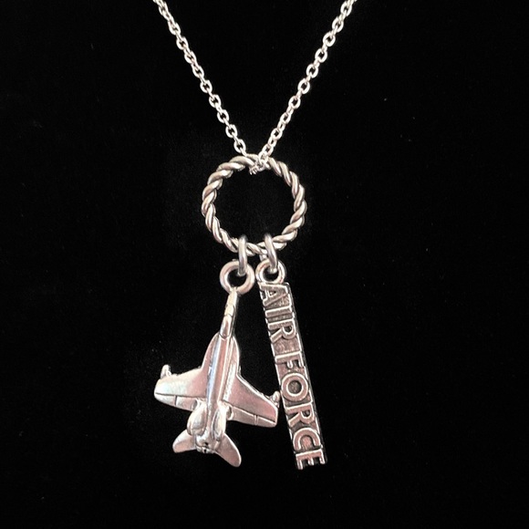 Air Force Charm Necklace Airman Fighter Jet Military - Picture 3 of 7